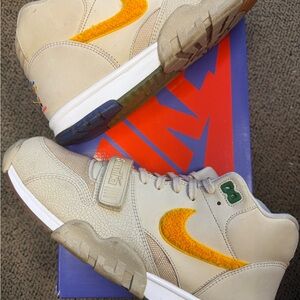 Nike Air Trainer 1 La Familia - Men’s Beige Sneakers with Yellow Swoosh